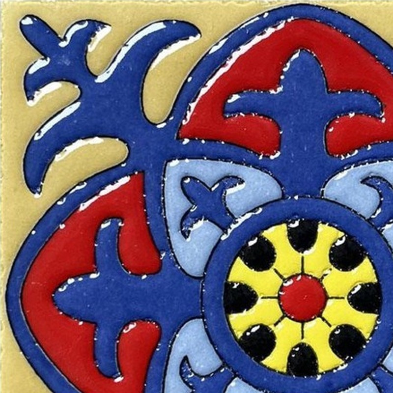 100x100mm Blue Red Floral Scroll Tiles TQ39-CN1232