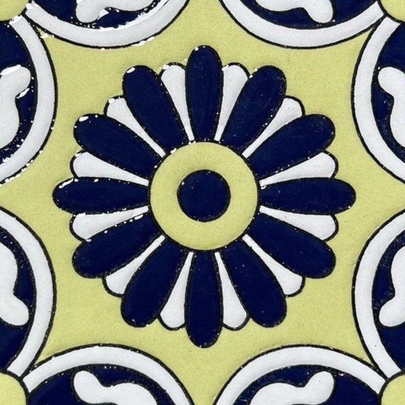 100x100mm Navy Yellow Flower Tiles TQ39-CN1233