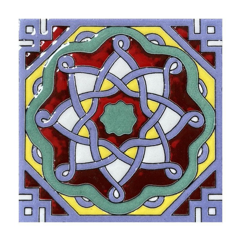 100x100mm Blue Interlaced Medallion Tiles TQ39-CN1234