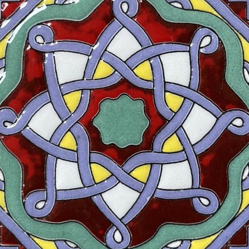 100x100mm Blue Interlaced Medallion Tiles TQ39-CN1234