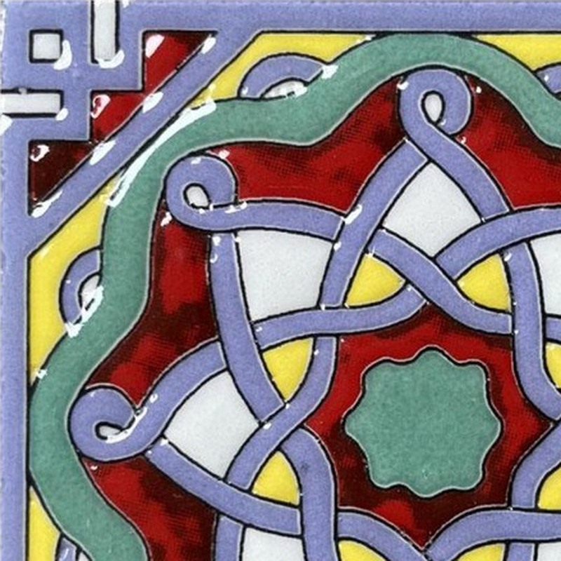 100x100mm Blue Interlaced Medallion Tiles TQ39-CN1234