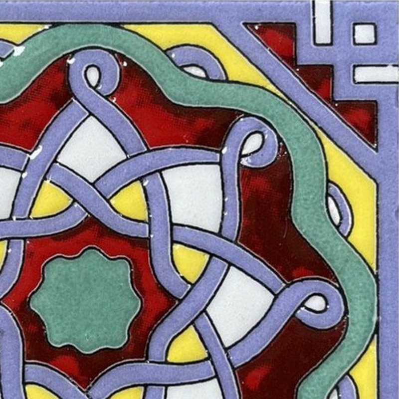 100x100mm Blue Interlaced Medallion Tiles TQ39-CN1234