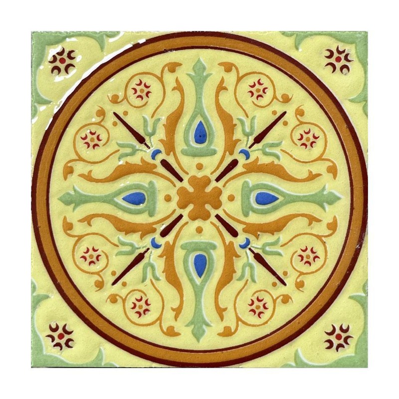 100x100mm Cream Floral Medallion Tiles TQ39-CN1235