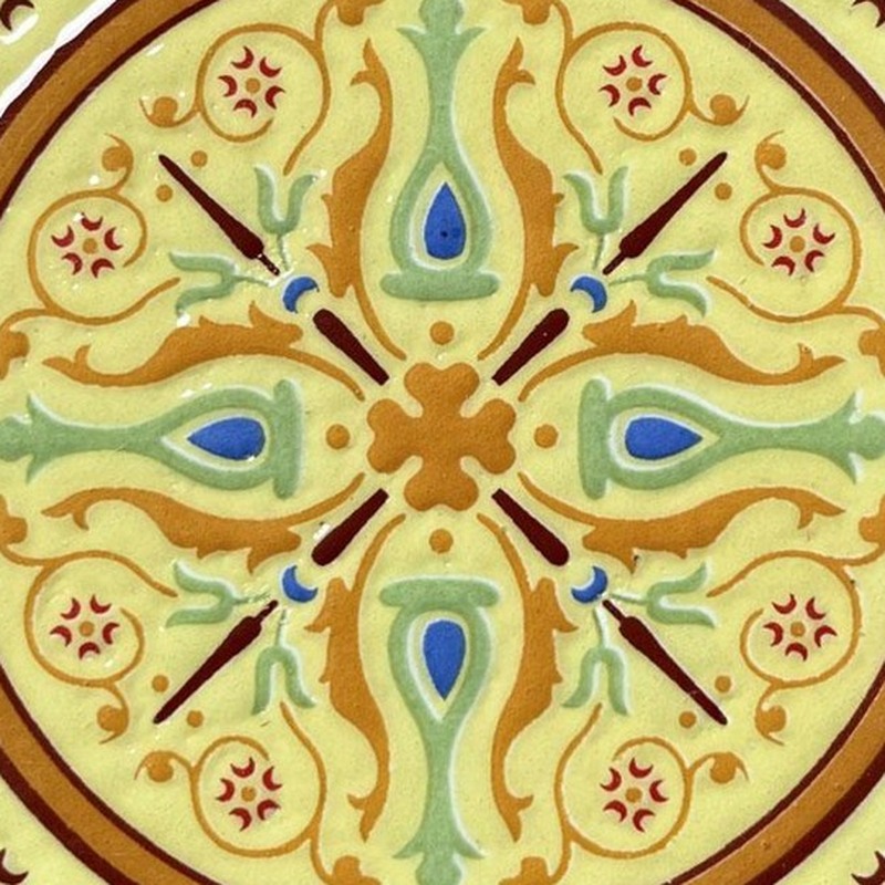 100x100mm Cream Floral Medallion Tiles TQ39-CN1235