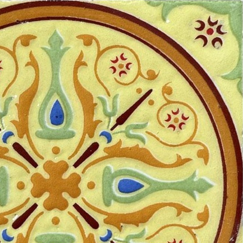100x100mm Cream Floral Medallion Tiles TQ39-CN1235