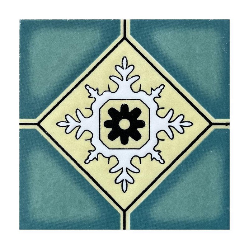 100x100mm Teal Diamond Floral Tiles TQ39-CN1236