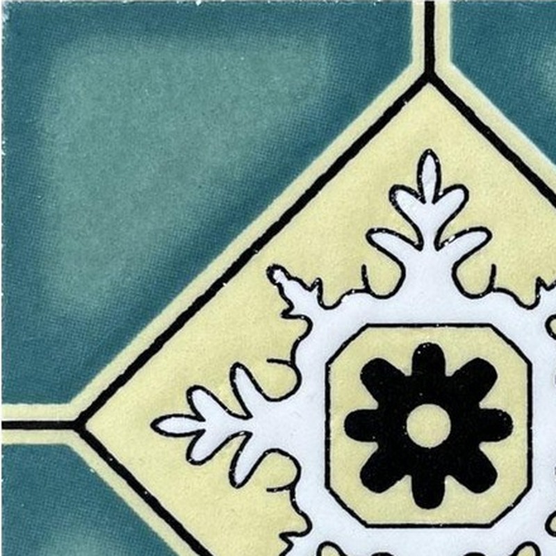 100x100mm Teal Diamond Floral Tiles TQ39-CN1236
