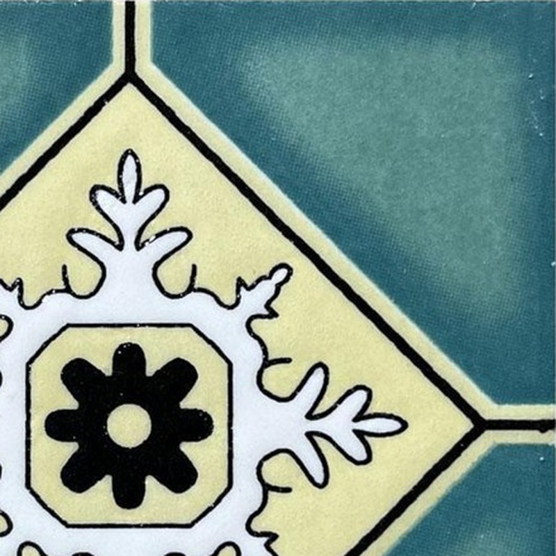 100x100mm Teal Diamond Floral Tiles TQ39-CN1236