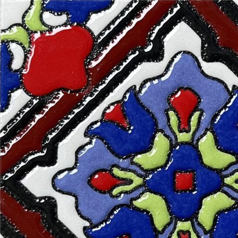 100x100mm Red Blue Ornamental Diamond Tiles TQ39-CN1237