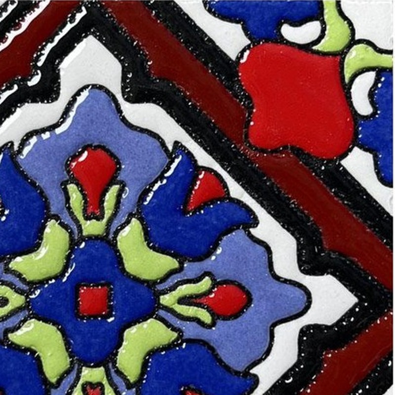 100x100mm Red Blue Ornamental Diamond Tiles TQ39-CN1237
