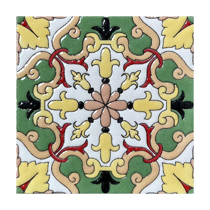 100x100mm Green Pink Floral Tiles TQ39-CN1238