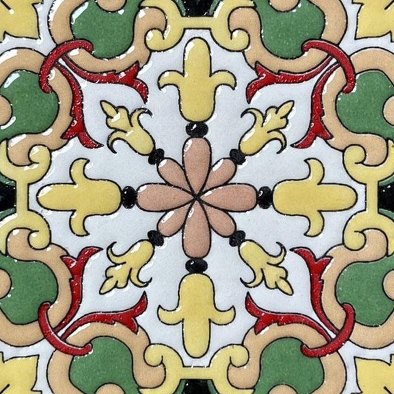 100x100mm Green Pink Floral Tiles TQ39-CN1238