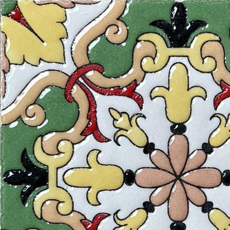 100x100mm Green Pink Floral Tiles TQ39-CN1238