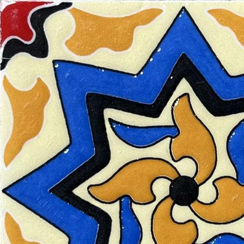 100x100mm Orange Blue Ornamental Star Tiles TQ39-CN1240