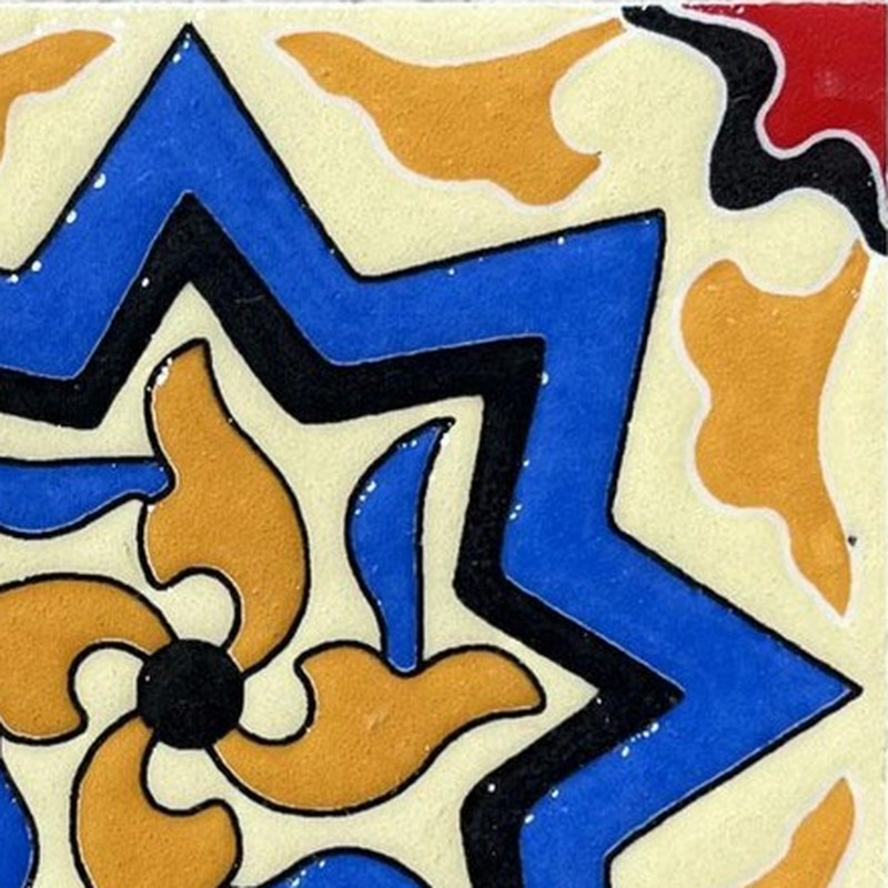 100x100mm Orange Blue Ornamental Star Tiles TQ39-CN1240