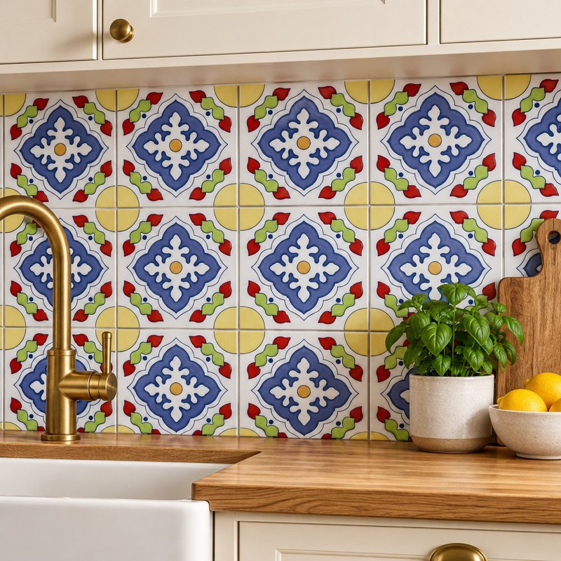 100x100mm Lavender Floral Medallion Tiles TQ39-CN1242
