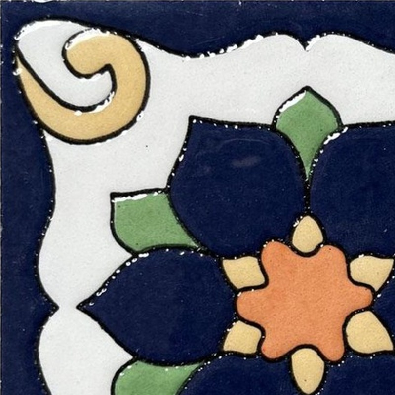 100x100mm Navy Cream Floral Tiles TQ39-CN1245