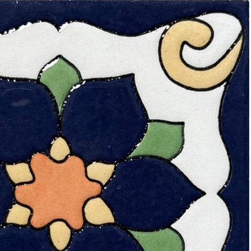 100x100mm Navy Cream Floral Tiles TQ39-CN1245