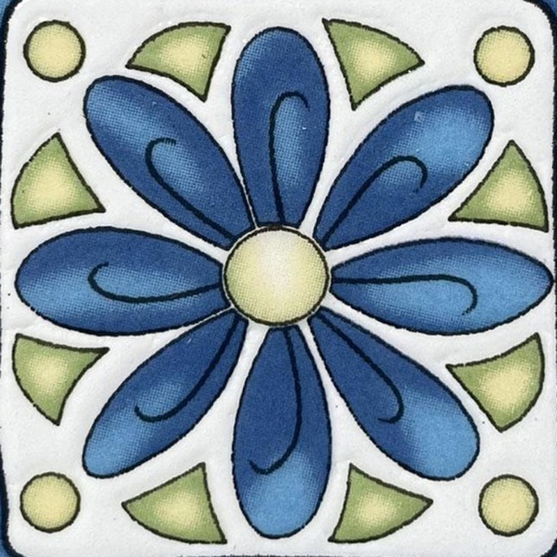 100x100mm Blue Petal Flower Tiles TQ39-CN1247