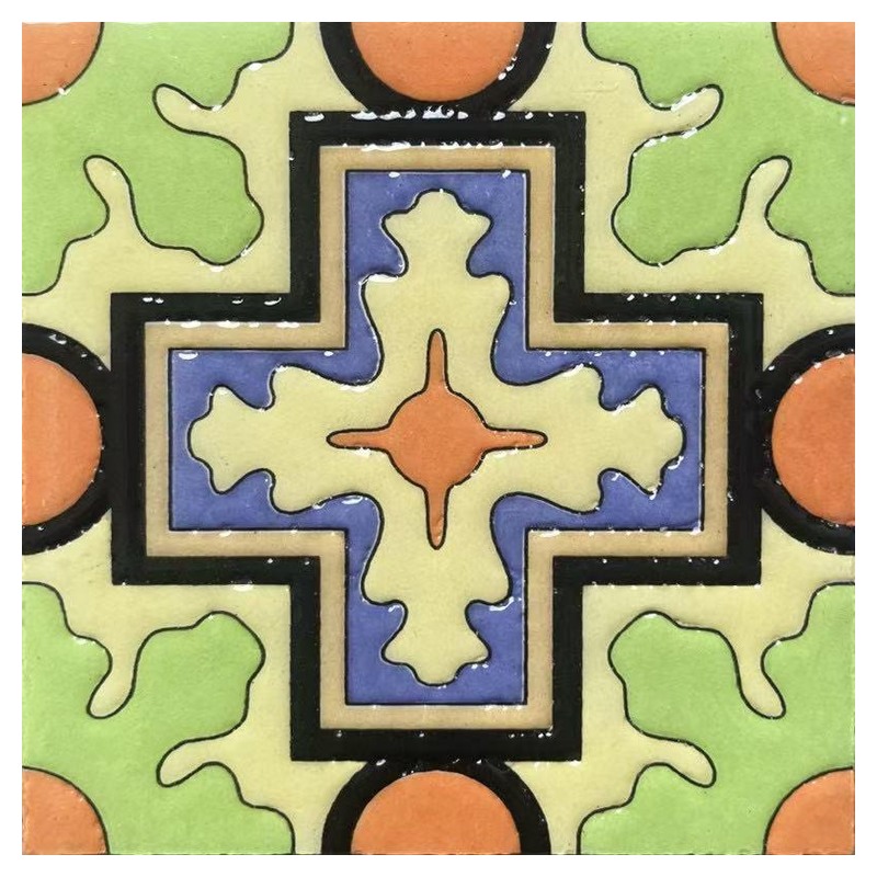 100x100mm Green Ochre Cross Tiles TQ39-CN1248