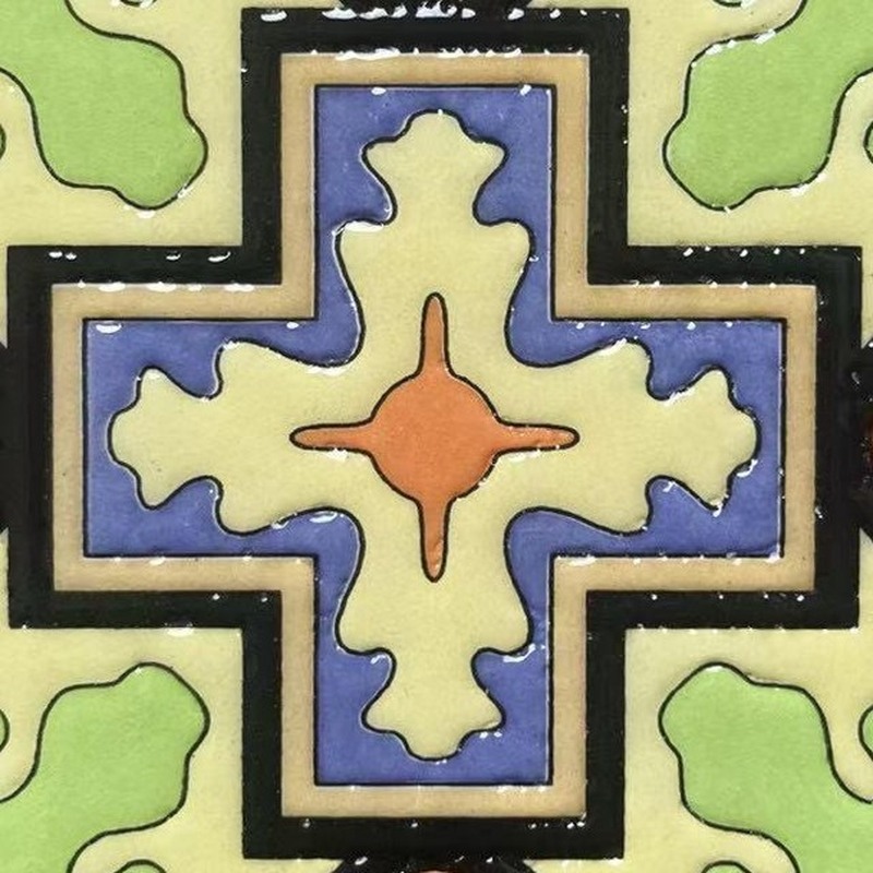 100x100mm Green Ochre Cross Tiles TQ39-CN1248
