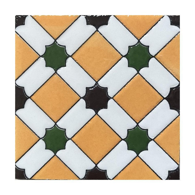 100x100mm Ochre Geometric Lattice Tiles TQ39-CN1249