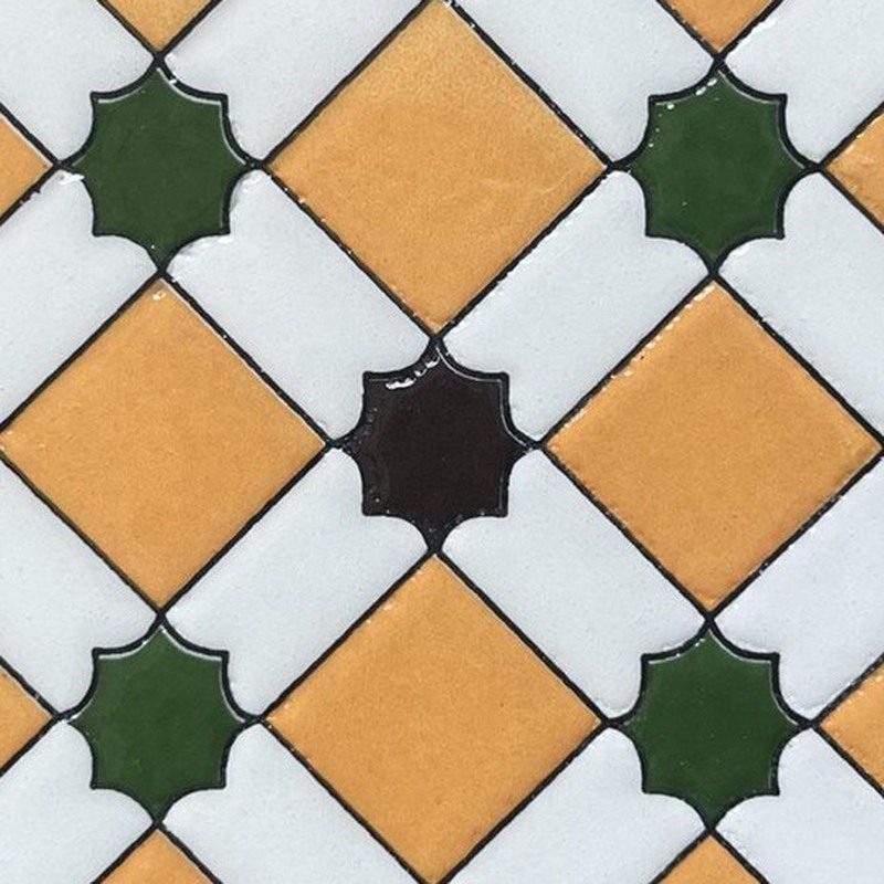 100x100mm Ochre Geometric Lattice Tiles TQ39-CN1249