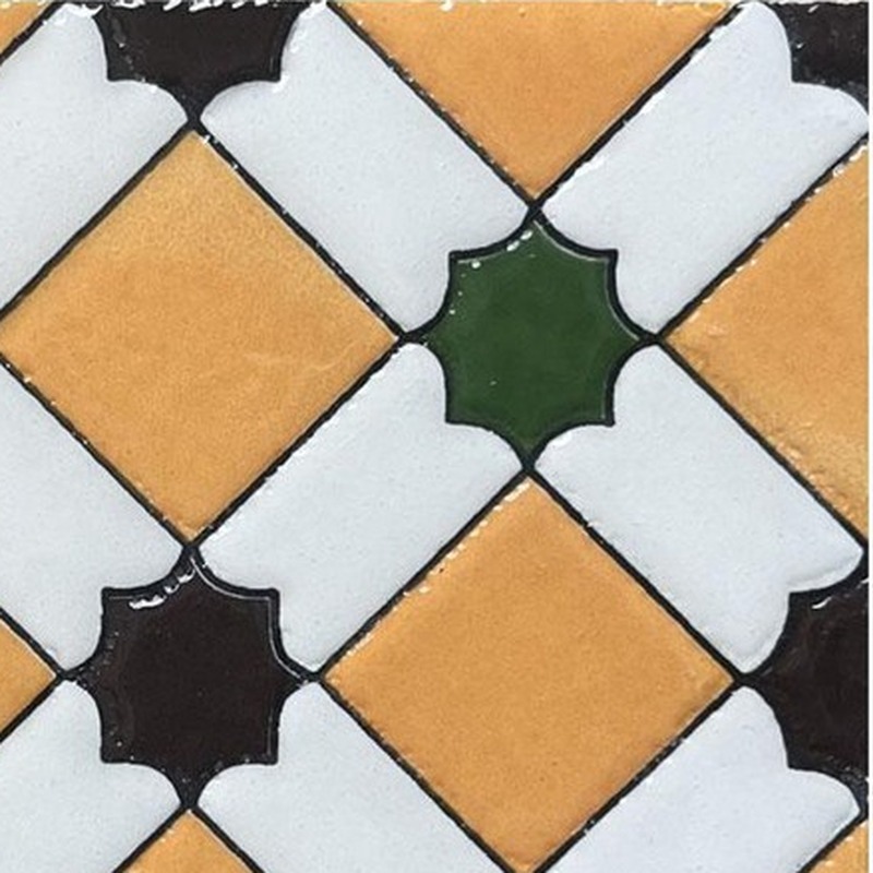 100x100mm Ochre Geometric Lattice Tiles TQ39-CN1249