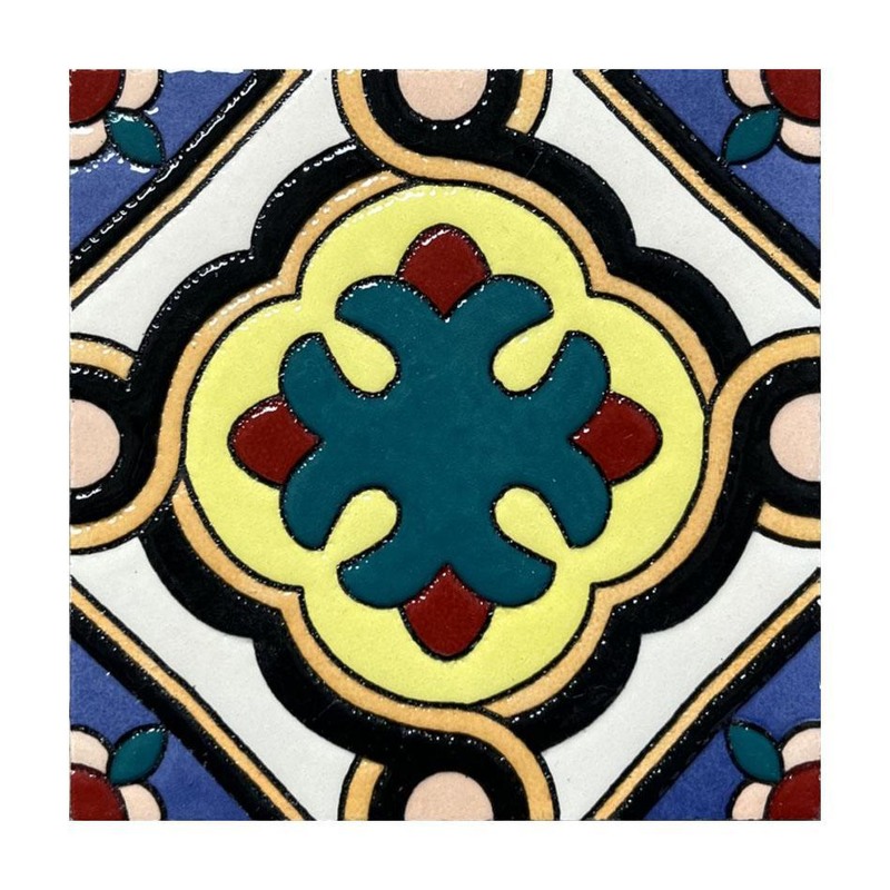 100x100mm Green Red Quatrefoil Tiles TQ39-CN1252