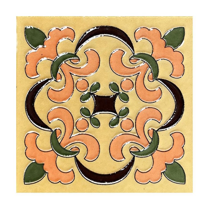 100x100mm Green Peach Floral Scroll Tiles TQ39-CN1253