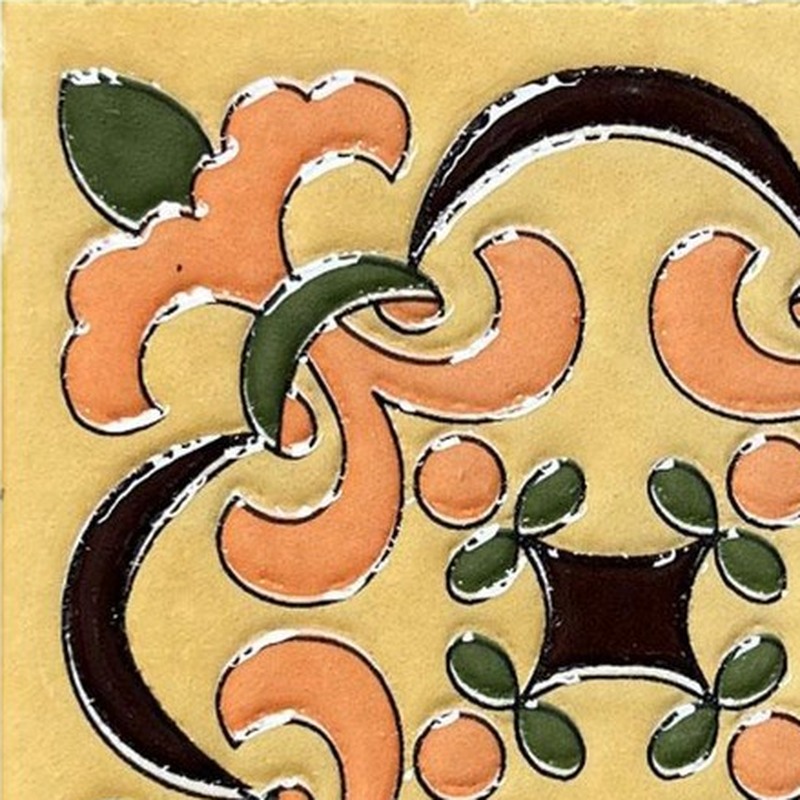 100x100mm Green Peach Floral Scroll Tiles TQ39-CN1253