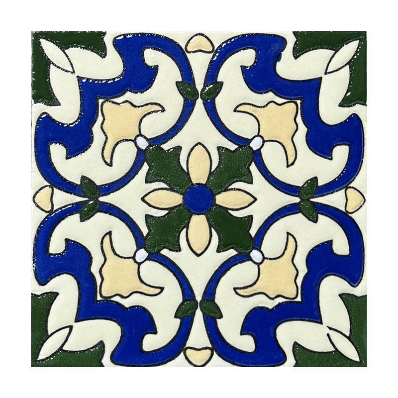 100x100mm Blue Cream Floral Tiles TQ39-CN1254