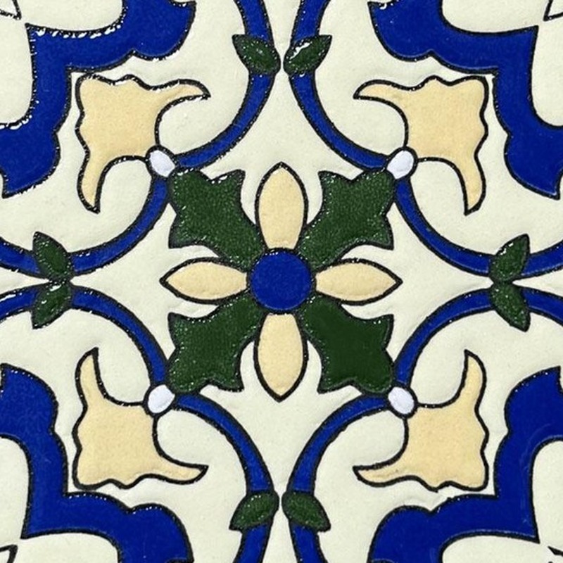 100x100mm Blue Cream Floral Tiles TQ39-CN1254