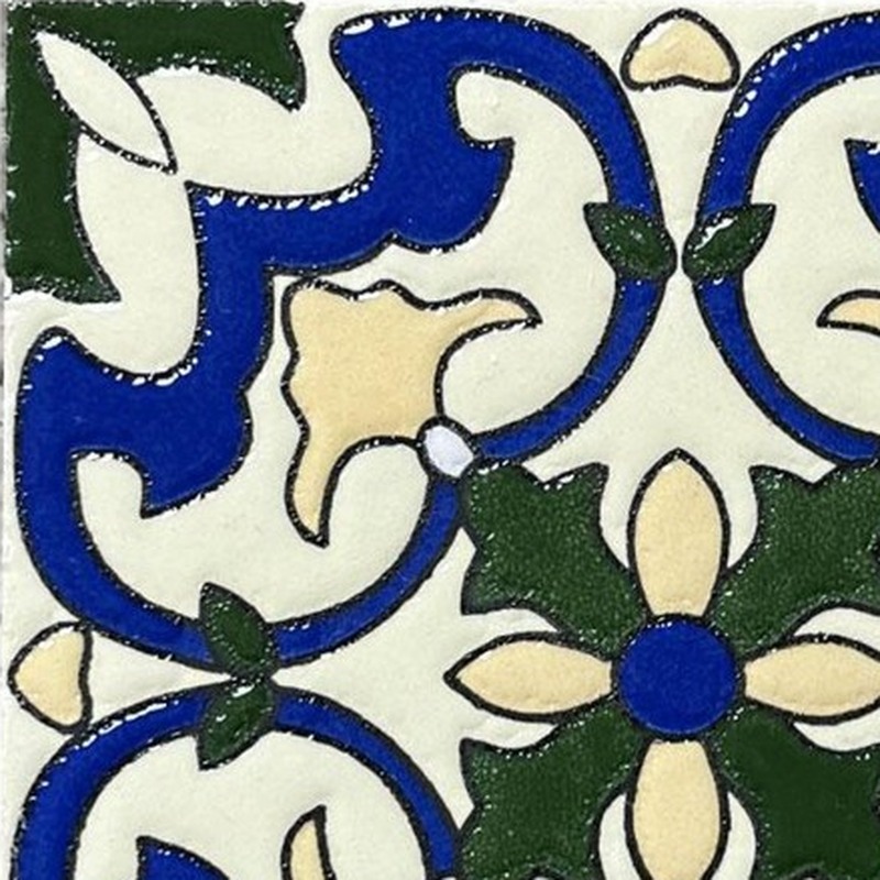 100x100mm Blue Cream Floral Tiles TQ39-CN1254