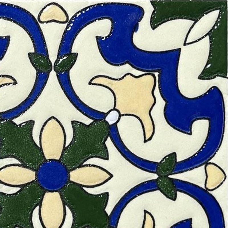 100x100mm Blue Cream Floral Tiles TQ39-CN1254