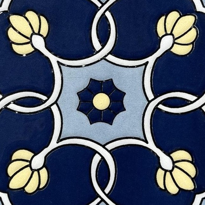 100x100mm Navy Cream Vine Tiles TQ39-CN1256