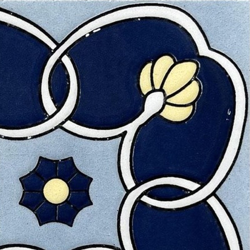 100x100mm Navy Cream Vine Tiles TQ39-CN1256