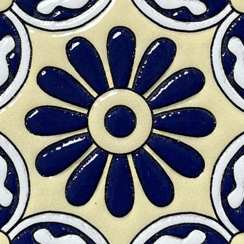 100x100mm Blue Yellow Daisy Tiles TQ39-CN1257