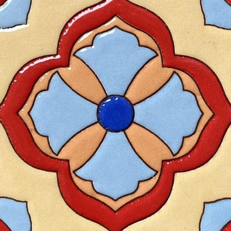 100x100mm Orange Blue Floral Diamond Tiles TQ39-CN1258