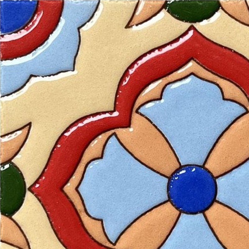 100x100mm Orange Blue Floral Diamond Tiles TQ39-CN1258