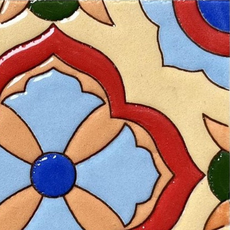 100x100mm Orange Blue Floral Diamond Tiles TQ39-CN1258
