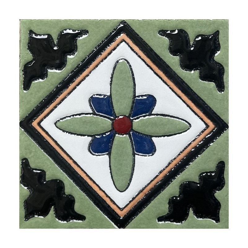 100x100mm Green Blue Four Petal Tiles TQ39-CN1259