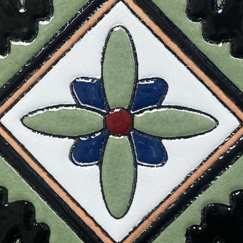 100x100mm Green Blue Four Petal Tiles TQ39-CN1259