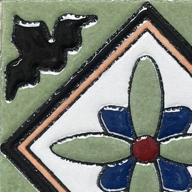 100x100mm Green Blue Four Petal Tiles TQ39-CN1259