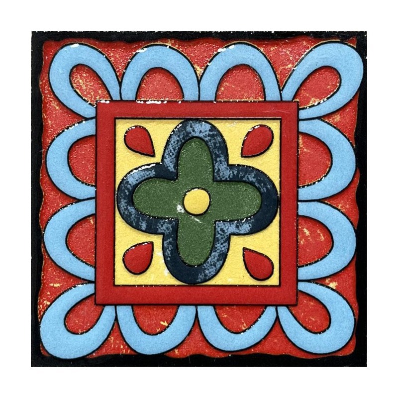 100x100mm Blue Red Ornamental Frame Tiles TQ39-CN1272
