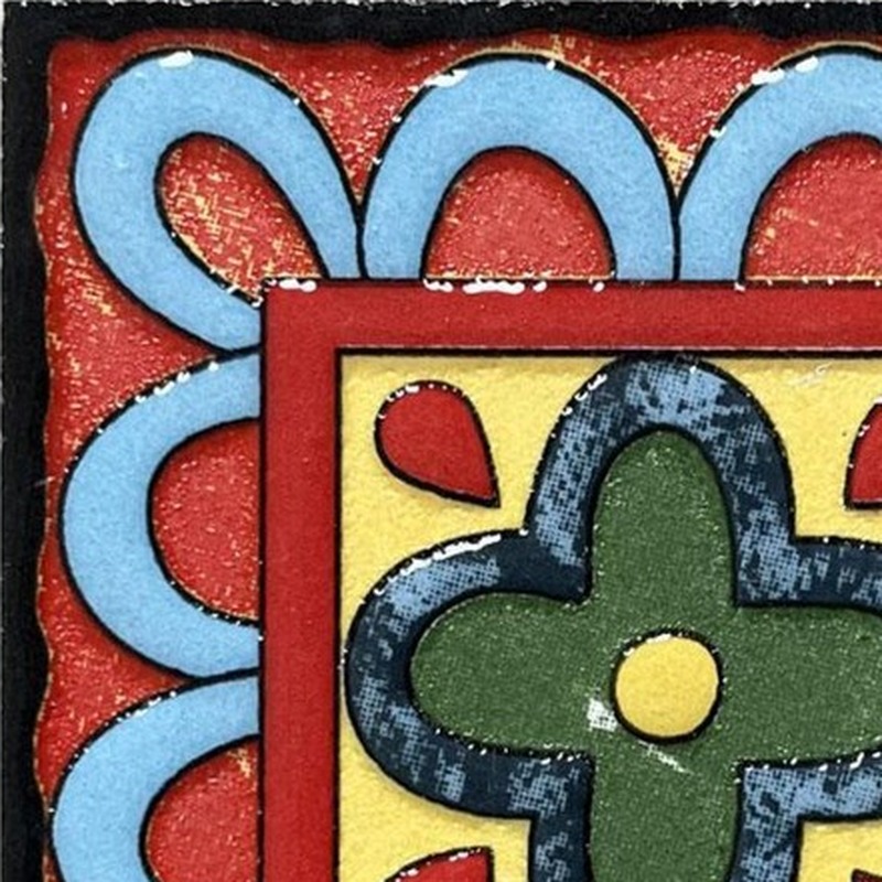 100x100mm Blue Red Ornamental Frame Tiles TQ39-CN1272