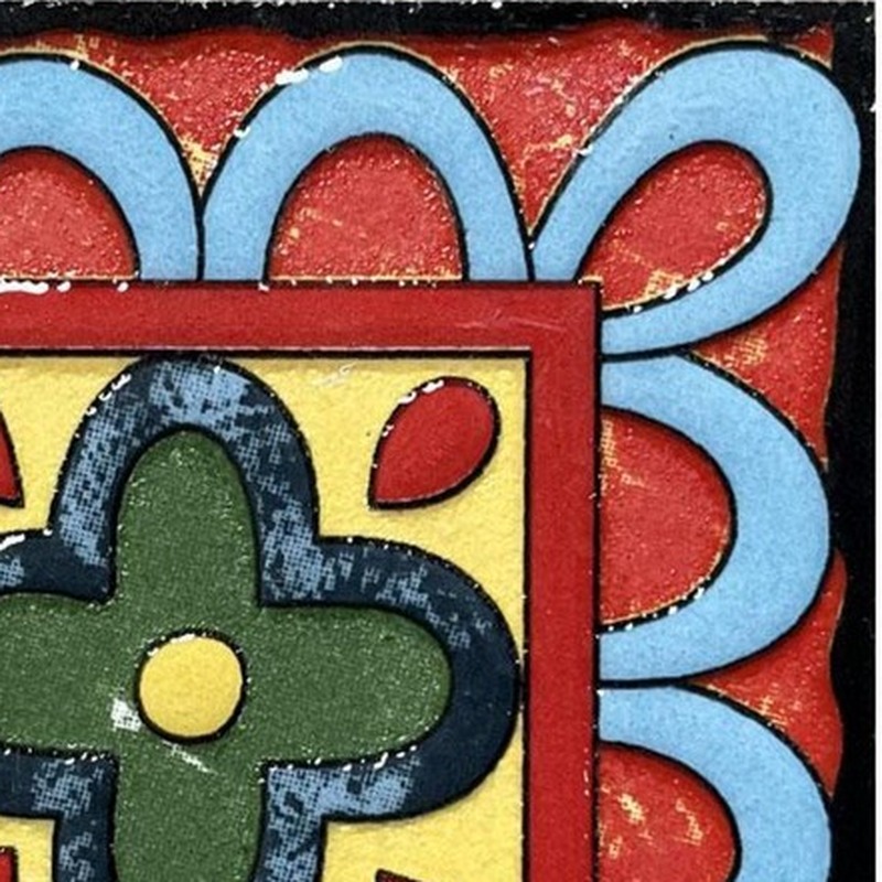 100x100mm Blue Red Ornamental Frame Tiles TQ39-CN1272