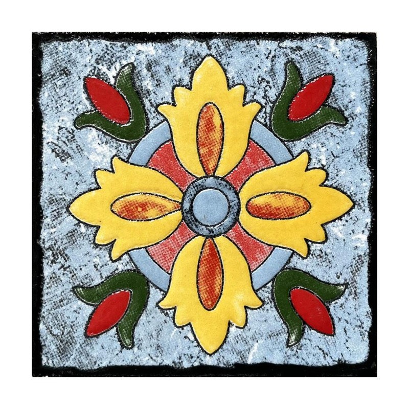 100x100mm Yellow Red Botanical Tiles TQ39-CN1275
