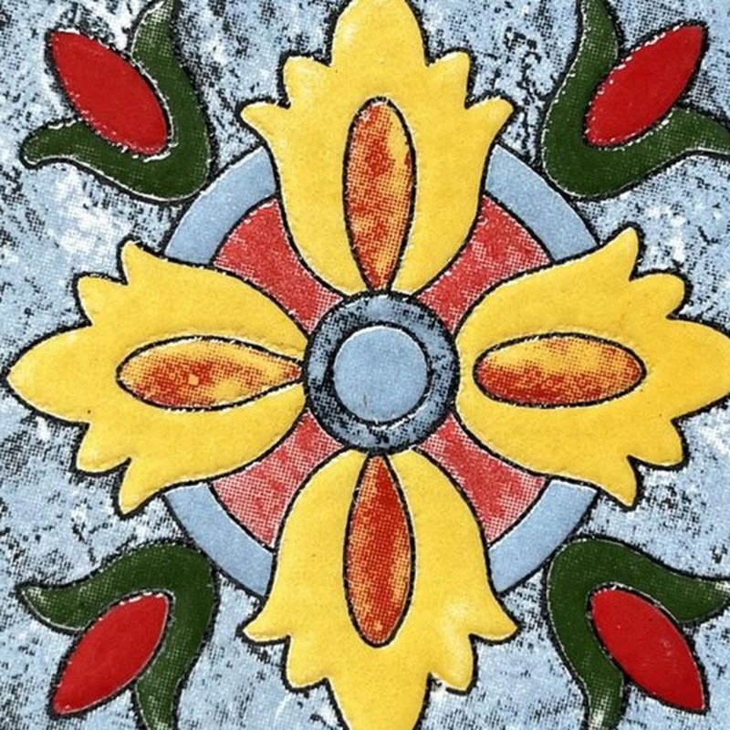100x100mm Yellow Red Botanical Tiles TQ39-CN1275