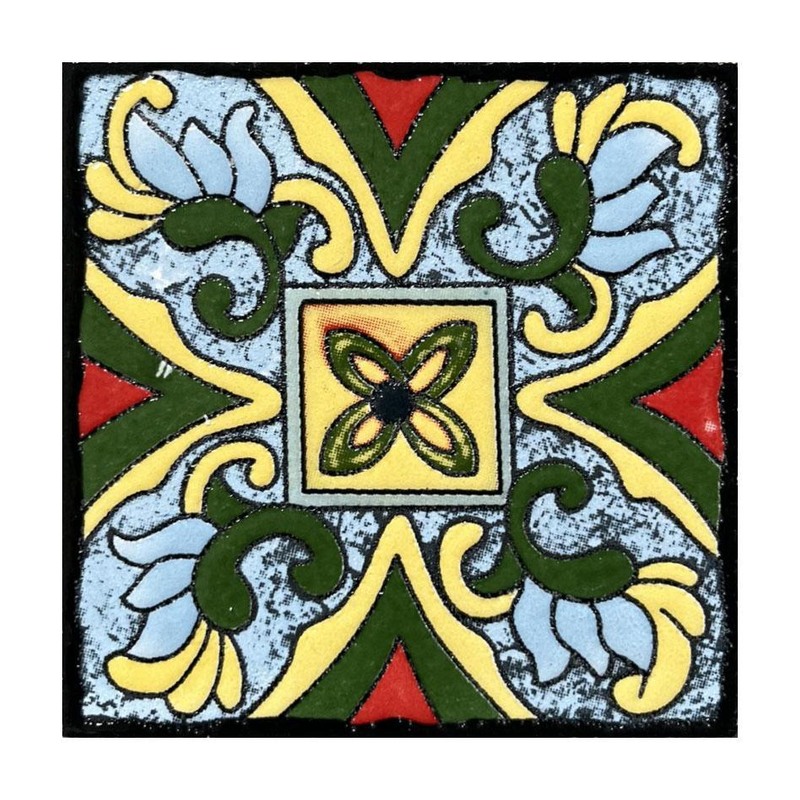 100x100mm Green Floral Cross Tiles TQ39-CN1276